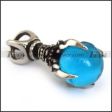 Vintage Stainless Steel Pendant with Clear Blue Ball p003948
