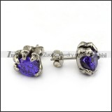 Clear Purple Facted Zircon Claw Earring -e000403