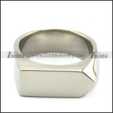 silver white stainless steel blank signet ring r004694