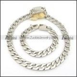 13MM Wide Stainless Steel Casting Necklace and Bracelet Set s000758