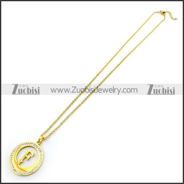 18K Gold Plating Initial F Charm Necklace n001695