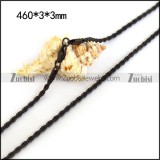 3mm Black Twisted Rope Chain Necklace n001398