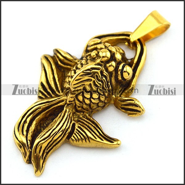 Vintage Golden Carp Pendant in Stainless Steel p004441