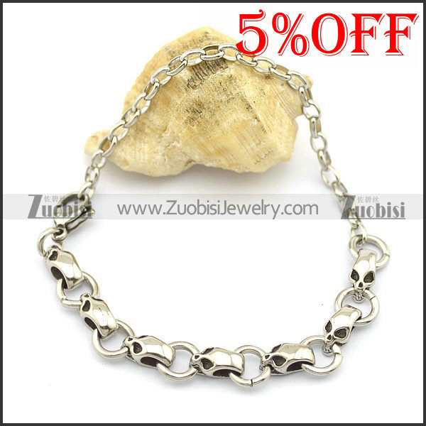 7 Small Skull Bracelet with Lobster Clasp b003470