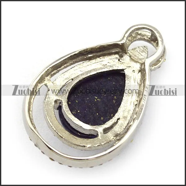 Water Drop Shape Black Stone Pendant p004366