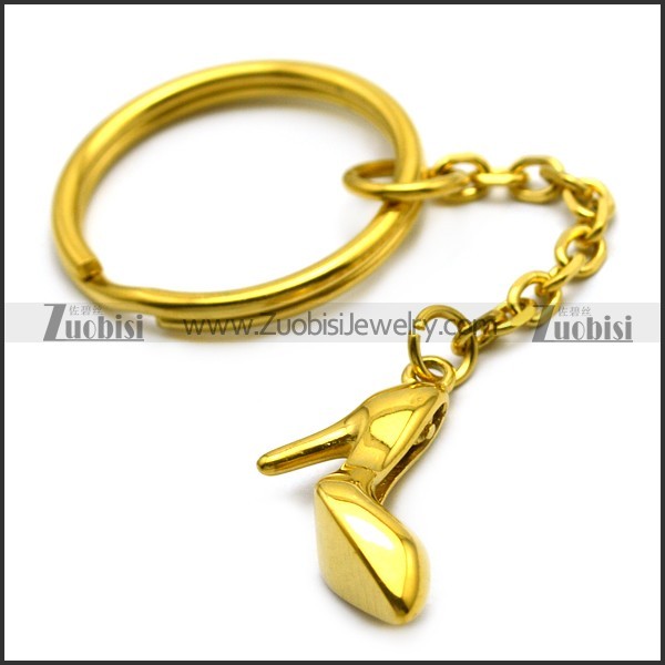 Gold Plating High-heel Shoe Key Chain Wholesale for Bags k000014