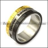 golden date silver week black roman numerals spinner ring r005169
