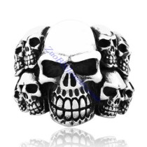 Bigger Multi Skull Head Ring in 316L Stainless Steel -JR350218