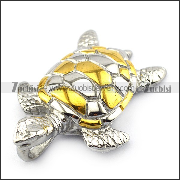 Gold and Silver Steel Sea Turtel Pendant p004892
