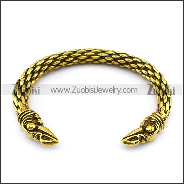 antique gold plated brass raven bangle b005504
