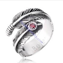 Feather Ring with Red Rhinestone -JR350258