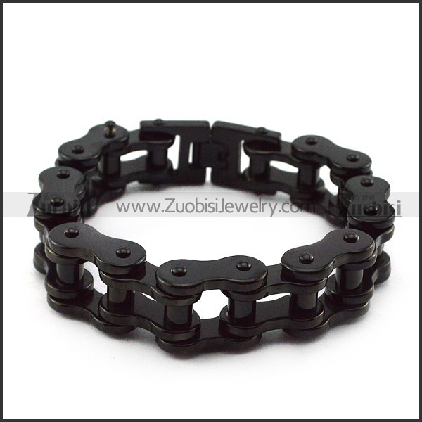 20MM Wide Black Stainless Steel Motorcycle Chain Bracelet b005409