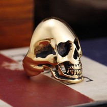 gold plating bald skull ring with US size from 7 to 15 r000721-1