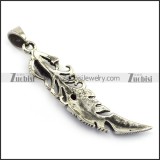 Antique Stainless Steel Claw Feather Charm p004217