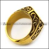 Thor Hammer Ring in Gold Plating Stainless Steel r004384