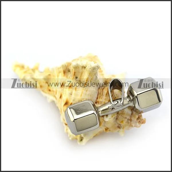 Silver Tone Unique Dumbbell Stainless Steel Pendant matching Chain for Mens p004569