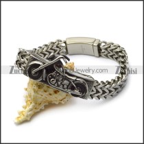 silver stainless steel chain bracelet with motorcycle tag for bikers b006703