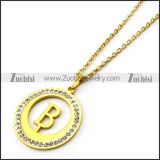 Yellow Gold Plating Capital Letter B Pendant Chain n001691