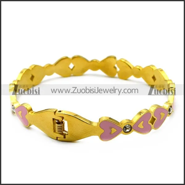 gold plating hearts enamel bangle b007241