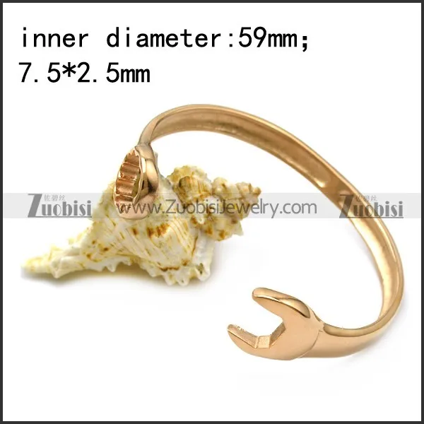 casting stainless steel spanner bangle in rose gold plating b007007