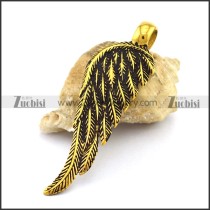 Retro Gold Stainless Steel Feather Pendant p003034