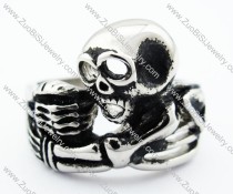 Stainless Steel Devilkin Skull Ring with his Finger bones -JR330057