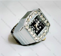 Silver Crystal Stone Ring Watch - PW000091