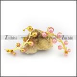 Gold Plating  Earring with Pink Pearls e001148