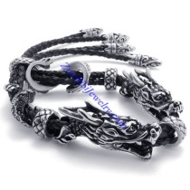 two dragon head leather bracelet JB450001
