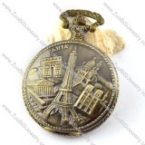 Vintage Classical La Tour Eiffel Quartz Pocket Watch with Chain for Unisex -pw000353