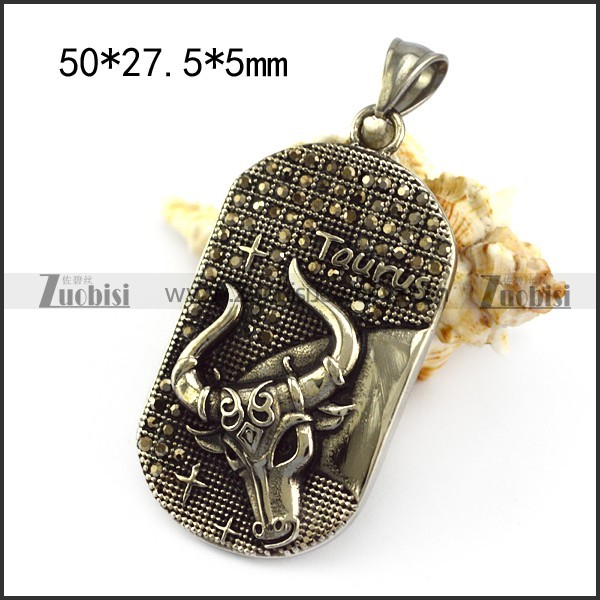 Vintage Taurus Tag Pendant p005788