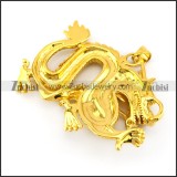 Golden Chinese Dragon Pendant in Stainless Steel p005738
