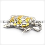 Gold and Silver Steel Sea Turtel Pendant p004892