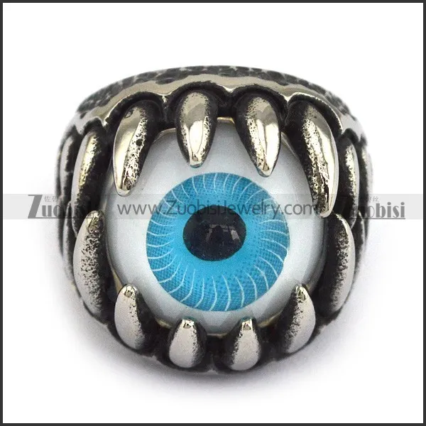 Huge Blue Eye Ball Ring in Stainless Steel for Motorcycle Bikers -r000734