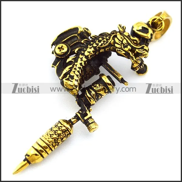 Vintage Gold Dragon Tattoo Pendant p004760