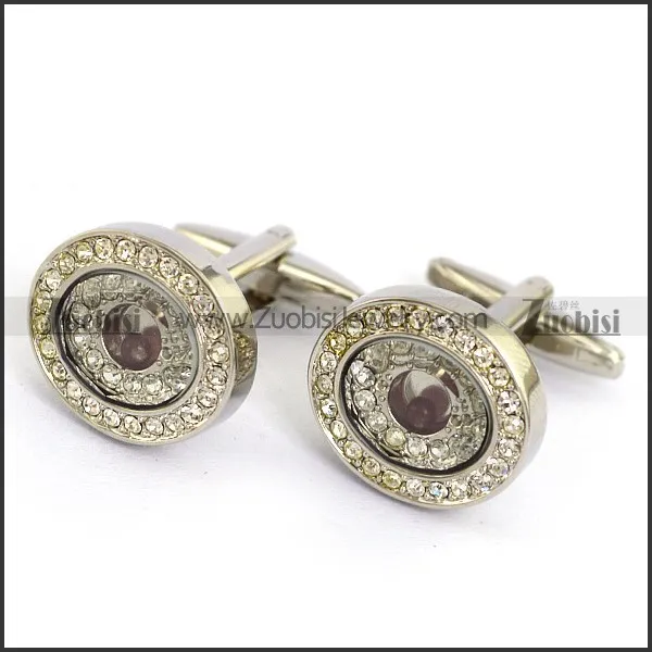 Clear Rhinestone Cooper Cufflinks c000057