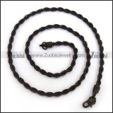 Black Round Twisted Rope Chain in 4mm Wide 51cm Long n001401
