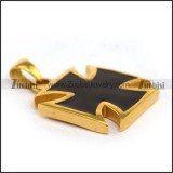 black epoxy iron cross pendant in gold tone p001610