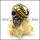 Silver Stainless Steel Skull Ring with Golden Scorpion r004315
