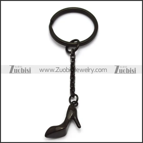 Black Plated High-heeled Shoe Key Chain for Girls k000015
