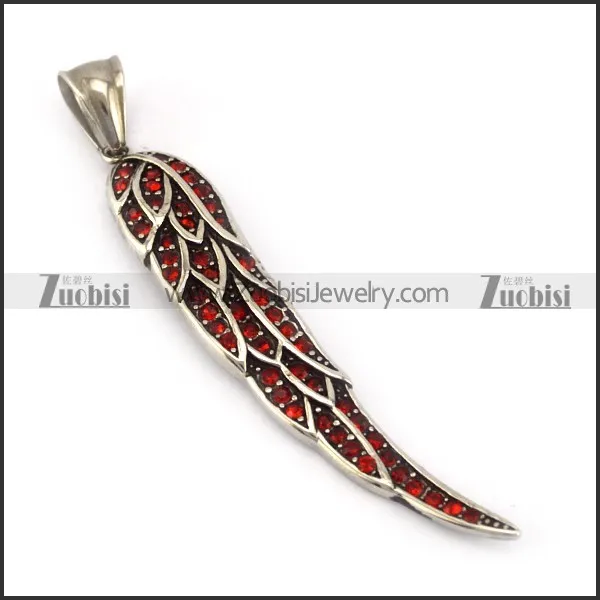 Ruby Rhinestones Wing Pendant p005458