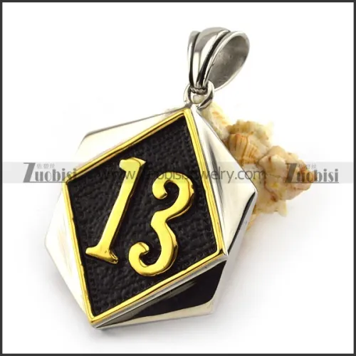 Biker Pendant with Golden Diamand and 13 p004288