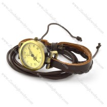 multi brown leather strap classical round watch JW000007