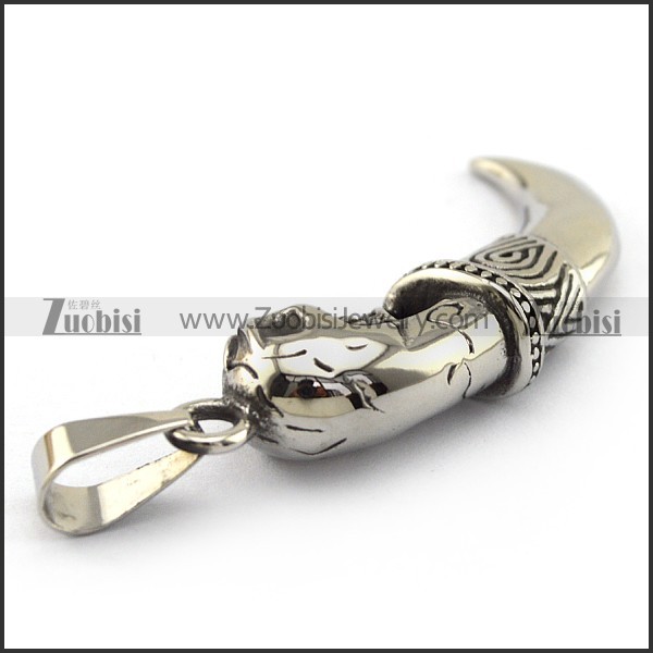 Steel Casting Skull Wolf Tooth Pendant p003772
