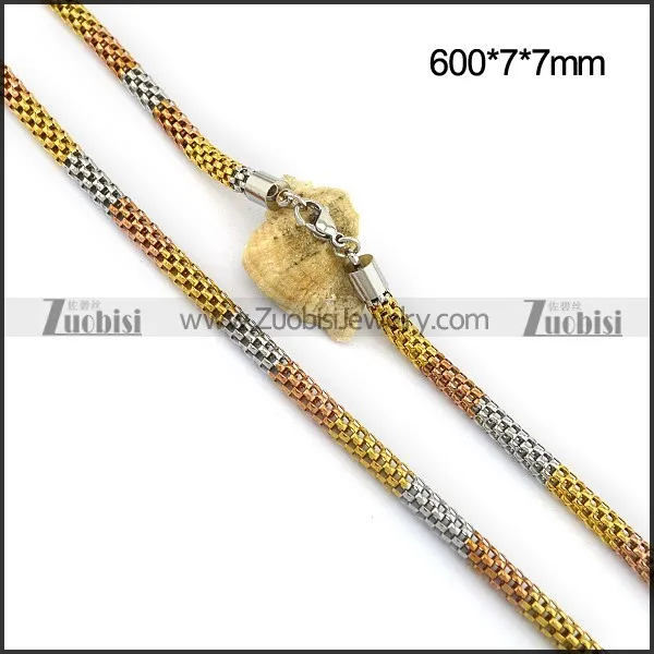 3 Tones 7MM Net Chain in Stainless Steel n001101