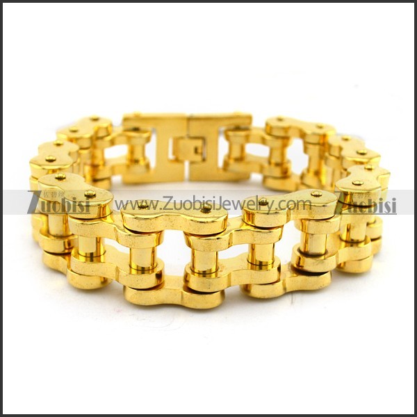 23mm Wide Gold Stainless Steel Biker Bracelets for Heavy Men -b001330