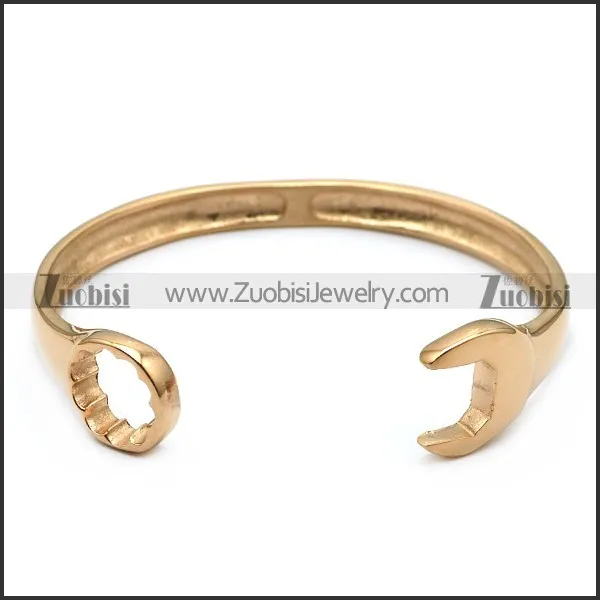 casting stainless steel spanner bangle in rose gold plating b007007