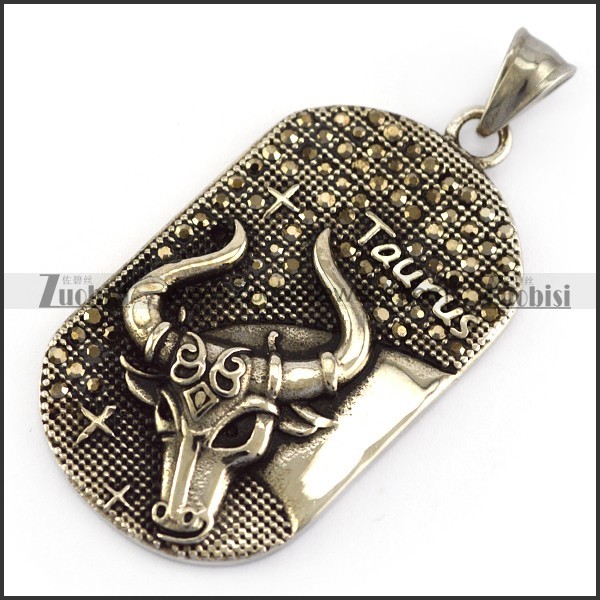 Vintage Taurus Tag Pendant p005788