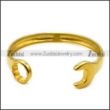 yellow gold plated stainless steel casting spanner bangle b007006