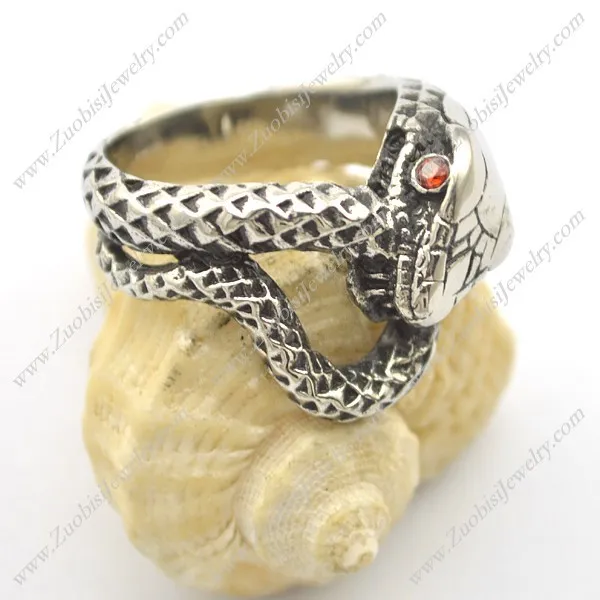 Snake Ring with a pair of Red Stone Eyes r002428